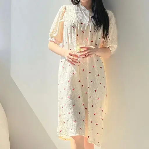 [체리🍒/시어서커] 체리 원피스 파자마 여름 홈웨어